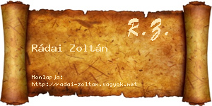 Rádai Zoltán névjegykártya
